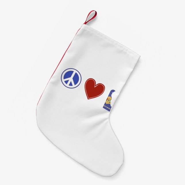 Peace Love Delaware Small Christmas Stocking (Front (Hanging))