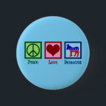 Peace Love Democrat 6 Cm Round Badge<br><div class="desc">Cute Peace Love Democrat button with a Democratic Party Donkey in red,  white,  and blue. A cool democrat gift for a political activist who works in politics and helps candidates win by helping with the election and campaign.</div>