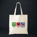 Peace Love Democrat Cute Political Tote Bag<br><div class="desc">This cute democratic party tote bag features a cool liberal design of a peace sign,  heart,  and red,  white,  and blue donkey.</div>