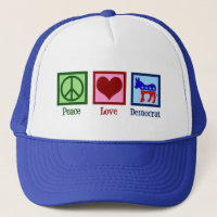 Peace Love Democrat Donkey Cute Blue