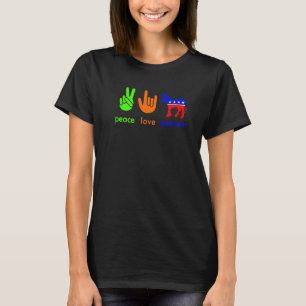 Peace Love Democrat Donkey Midterm Election Polit T-Shirt