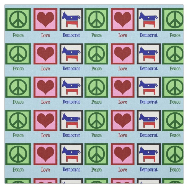 Peace Love Democrat Fabric (Swatch)