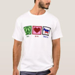 Peace Love Democrat T-Shirt<br><div class="desc">Cool democrat tee for a member of the democratic party. A peace sign,  a red heart,  and a blue democrat donkey.</div>