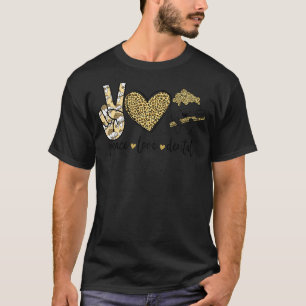 Peace Love Dental Leopard Heart Teeth Cute Dentist T-Shirt