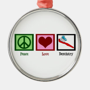 Peace Love Dentistry Metal Tree Decoration