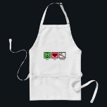 Peace Love Dentistry Standard Apron<br><div class="desc">Remember to brush! A cute peace sign,  heart,  and toothbrush with toothpaste to help remind  you about dental hygiene.</div>