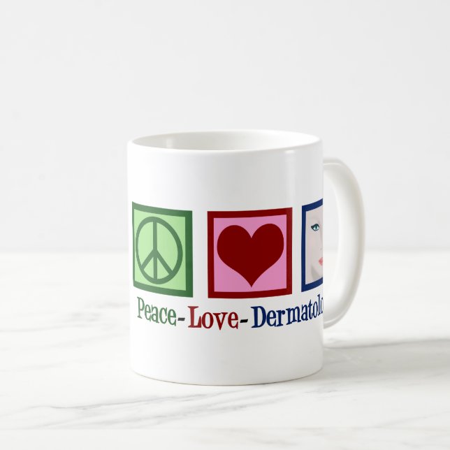 Peace Love Dermatology Custom Coffee Mug (Front Right)