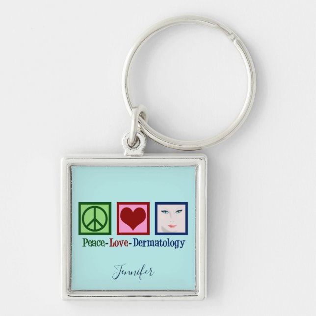 Peace Love Dermatology Key Ring (Front)