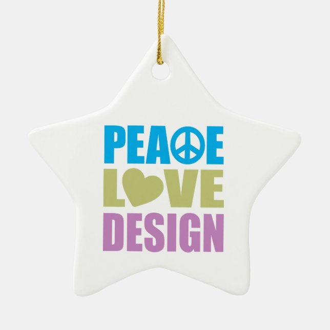 Peace Love Design Ceramic Tree Decoration (Front)