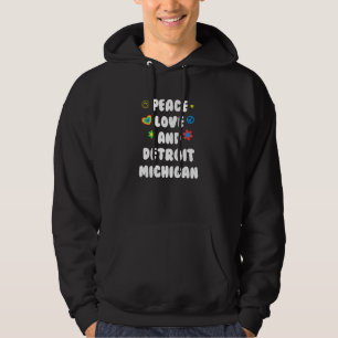 Peace Love Detroit Michigan Patriotic Mi Patriotis Hoodie