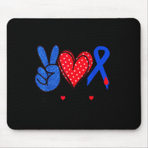 Peace love diabetes awareness blue ribbon warrior mouse pad