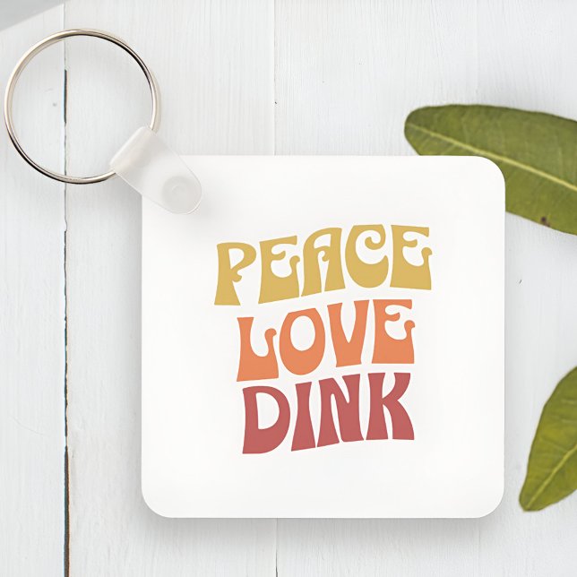 Peace Love Dink Square Metal Keychain (Peace Love Dink Square Metal Keychain)