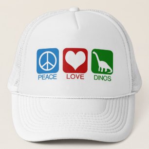 PEACE, LOVE, DINOS TRUCKER HAT