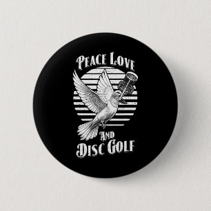 Peace Love Disc Golf Basket Vintage White Dove Bir 6 Cm Round Badge