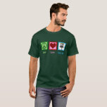 Peace Love Disc Golf T-Shirt<br><div class="desc">A cute disc golfing Christmas gift featuring a peace sign,  heart,  and disc golf baskets used by a golfer.</div>