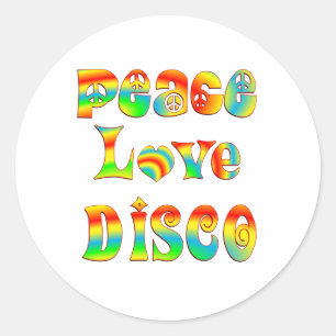 Peace Love Disco Classic Round Sticker