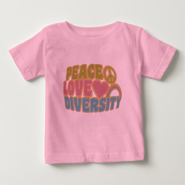 PEACE LOVE DIVERSITY shirt – choose style & colour (Front)