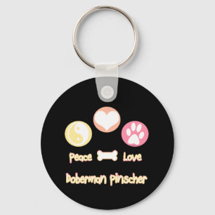 Peace Love Doberman Pinscher Key Ring