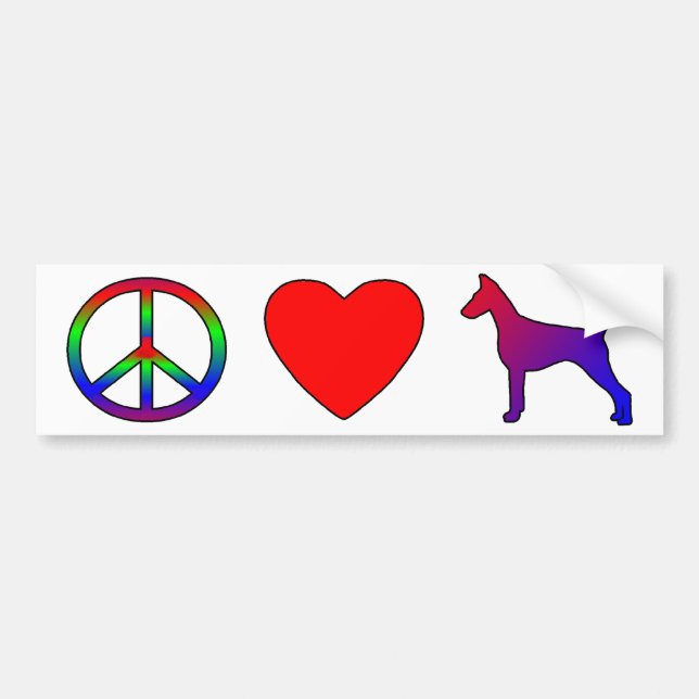 Peace Love Doberman Pinschers Bumper Sticker (Front)