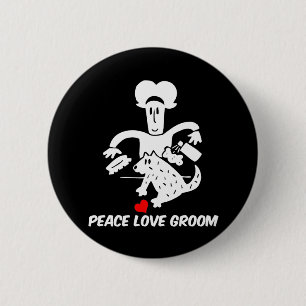 Peace love dog grooming 6 cm round badge