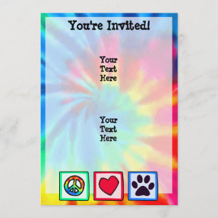 Peace, Love, Dog; Pawprint Invitation