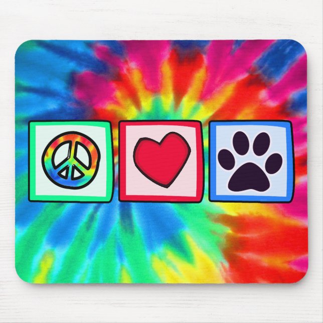 Peace, Love, Dog; Pawprint Mouse Pad (Front)
