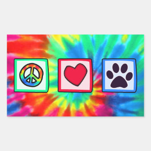 Peace, Love, Dog; Pawprint Rectangular Sticker