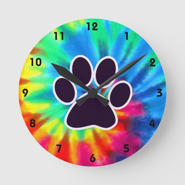 Peace, Love, Dog; Pawprint Round Clock (Front)