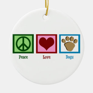 Peace Love Dogs Ceramic Tree Decoration