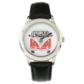 Peace Love Dogs Hippie Van French Bulldog Watch