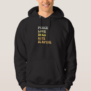 Peace Love Dogs Kite Surfing Retro Hoodie