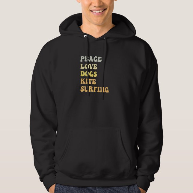 Peace Love Dogs Kite Surfing  Retro Hoodie (Front)