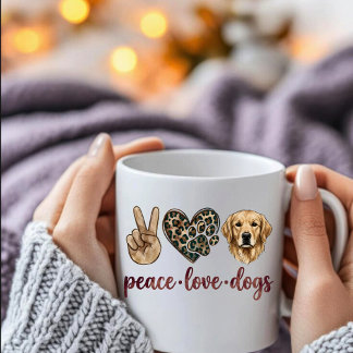 Peace Love Dogs Mug | Golden Retriever Mum Gift