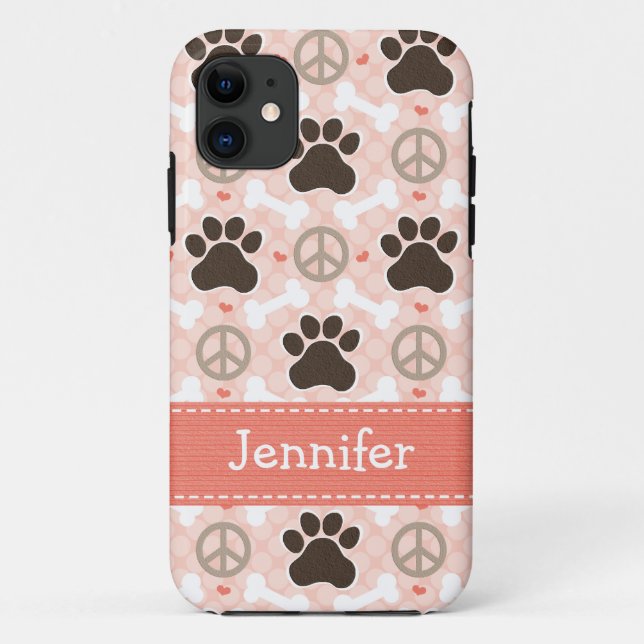 Peace Love Dogs Paw Print Case-Mate iPhone Case (Back)