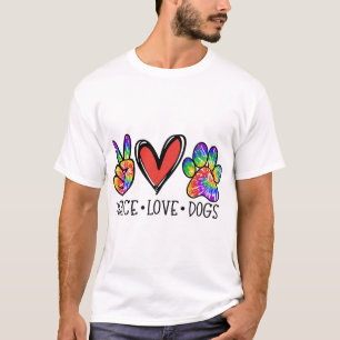 Peace Love Dogs Paws Tie Dye Rainbow Animal Rescue T-Shirt