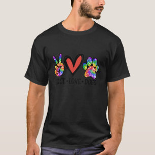 Peace Love Dogs Paws Tie Dye Rainbow Animal Rescue T-Shirt