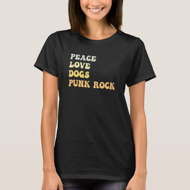 Peace Love Dogs Punk Rock   Retro T-Shirt (Front)