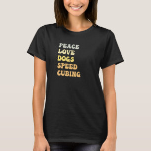 Peace Love Dogs Speed Cubing  Retro T-Shirt