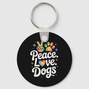 Peace Love Dogs Tie Dye Dog Lover Rescue Puppy Key Ring