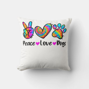 Peace Love Dogs Tie Dye Dog Paw Dog Mum Cute Mothe Cushion