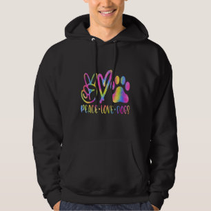 Peace Love Dogs Tie Dye Rescue Puppy Dog women me Hoodie