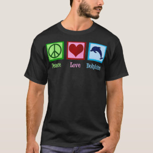 Peace Love Dolphins Cute Blue Dolphin Zip  T-Shirt