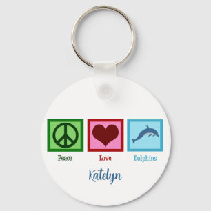 Peace Love Dolphins Cute Custom Key Ring