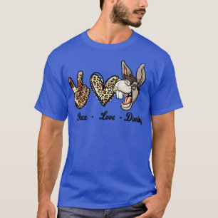 Peace Love Donkey Grey Donkey Farmer T-Shirt