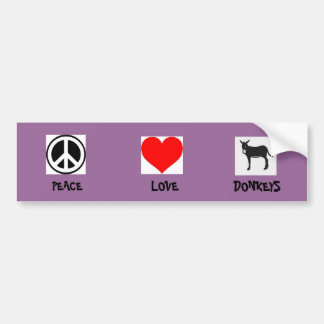 Peace Love Donkeys Bumper Sticker