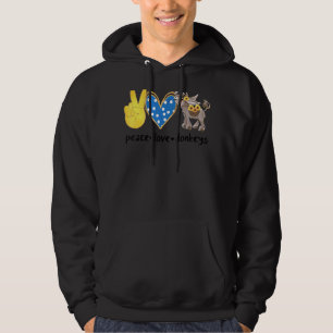 Peace Love Donkeys Farming Farmer Heart Sunflower Hoodie