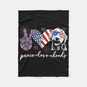 Peace Love Doods Goldendoodle Usa Flag Doodle 4th  Fleece Blanket