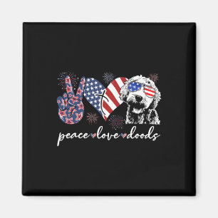 Peace Love Doods Goldendoodle Usa Flag Doodle 4th Magnet