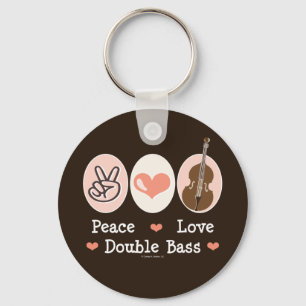 Peace Love Double Bass Key Chain