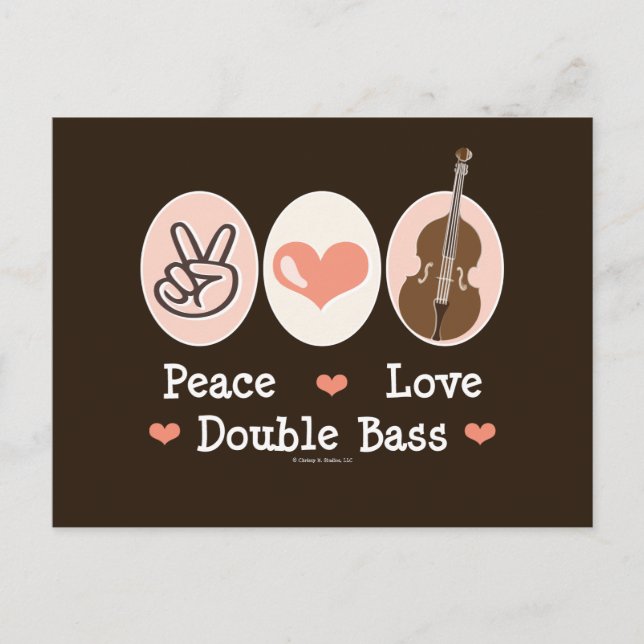 Peace Love Double Bass Postcard (Front)